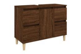 Sink Cabinet Brown Oak 80x33x60 cm Engineered Wood. - R13a.3. The engineered wood is of