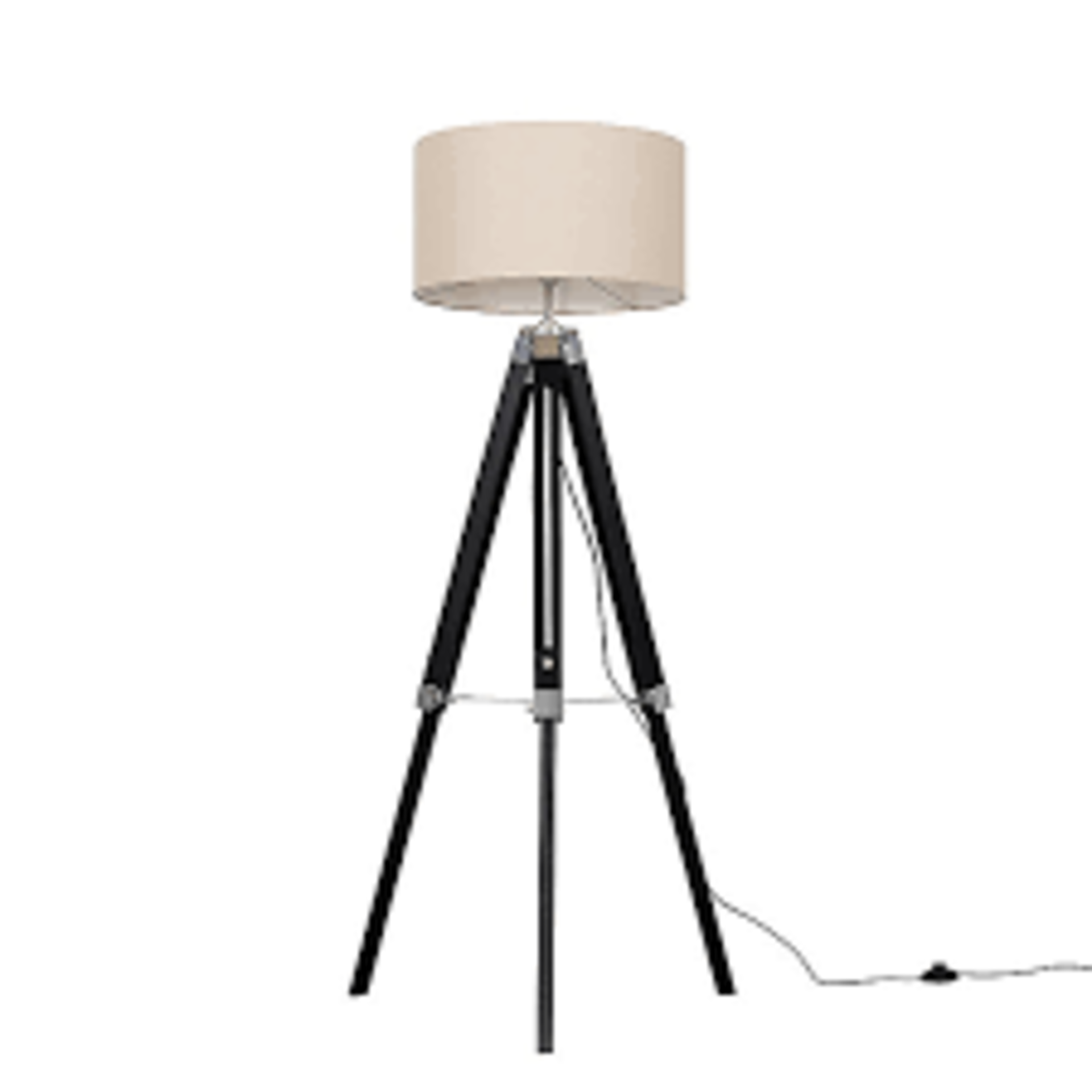 ValueLights Modern Black Wood And Silver Chrome Tripod Floor Lamp - R10BW