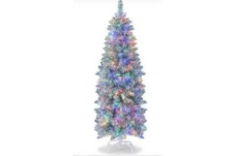 150/180 CM SLIM PENCIL CHRISTMAS TREE WITH 343/475 BRANCH TIPS AND 190/250 COLORFUL LED LIGHTS-150