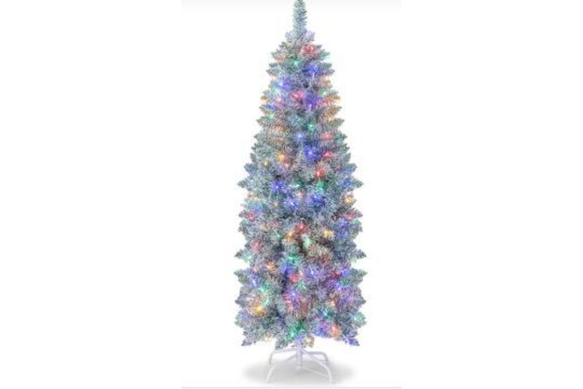 150/180 CM SLIM PENCIL CHRISTMAS TREE WITH 343/475 BRANCH TIPS AND 190/250 COLORFUL LED LIGHTS-150