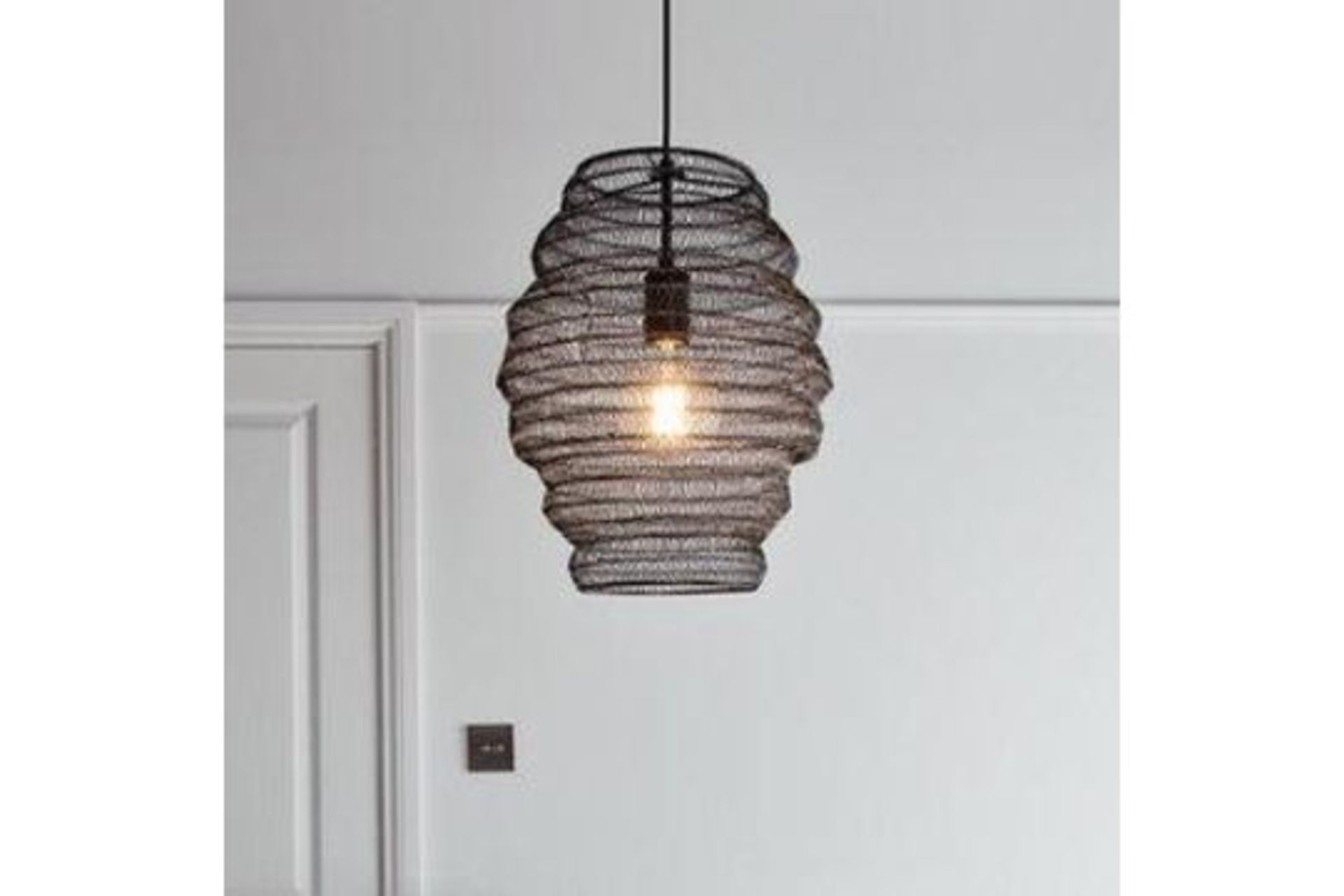 GoodHome Pepalu Matt Black Pendant Ceiling Light, (Dia)300mm - R13A.3. The Pepalu black pendant