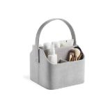 Beautify Makeup Organiser, Grey Velvet Bathroom Organiser w/ 5 Compartments, Adjustable Handle,