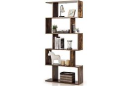 Luxury 6 Tier S-Shaped Bookshelf Storage Display Bookcase Z-Shelf. - R14.5.