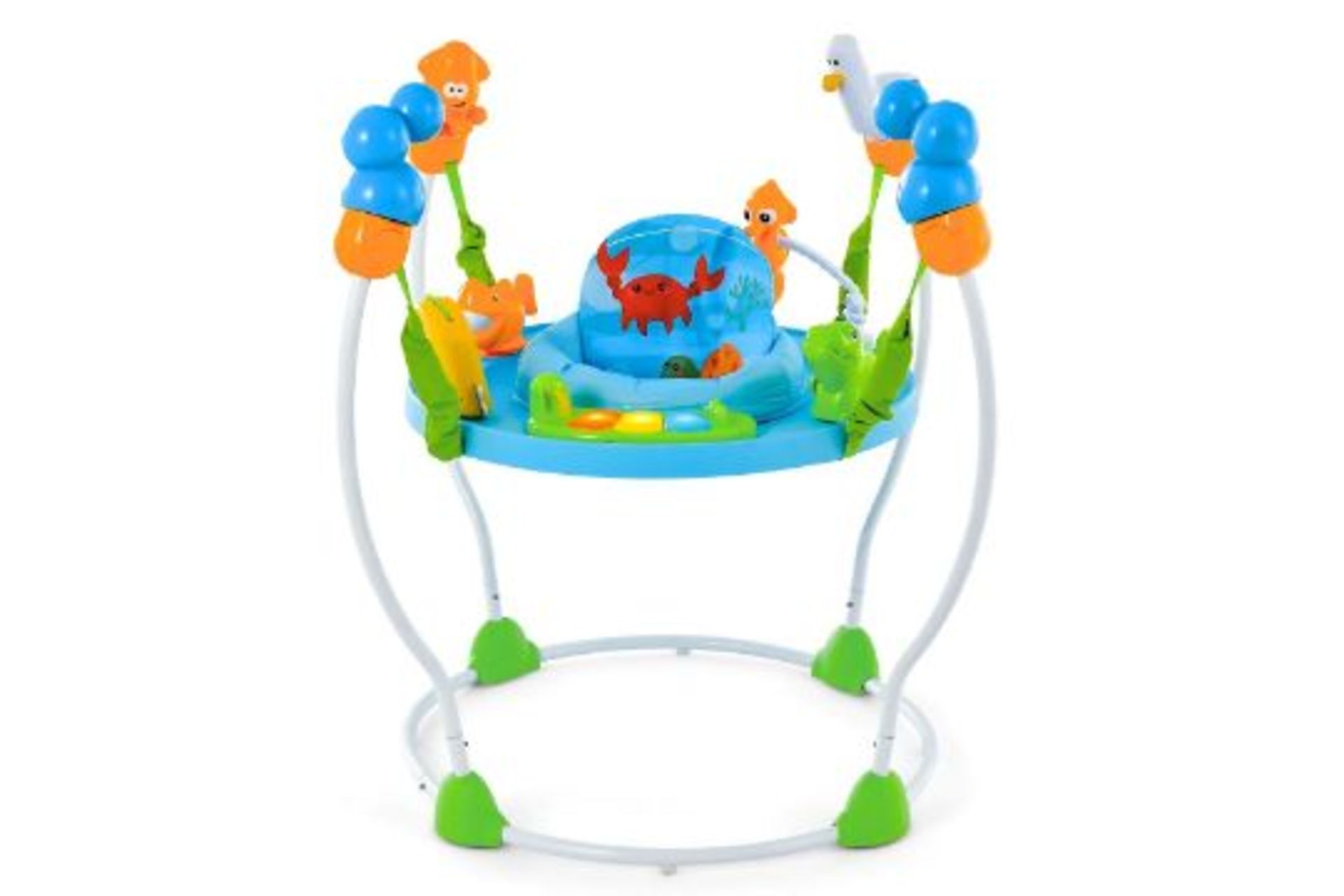 Underwater World Themed Baby Jumper with 5 Adjustable Heights and Removable Seat Cushion-Blue. -