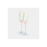 Iridescent Champagne Flute Glasses Gift Set. - PW