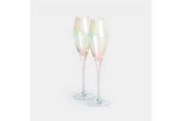 Iridescent Champagne Flute Glasses Gift Set. - PW
