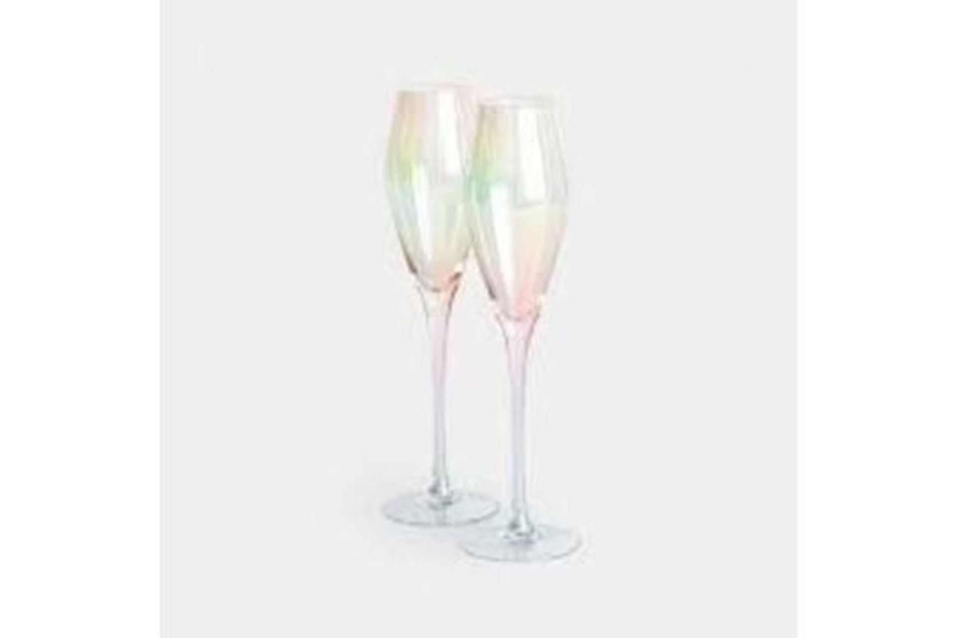 Iridescent Champagne Flute Glasses Gift Set. - PW