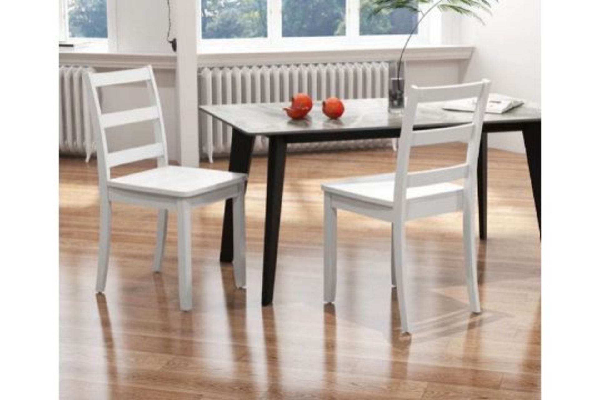 SET OF 2 DINING CHAIRS WITH SOLID RUBBER WOOD LEGS AND NON-SLIP FOOD PADS-WHITE. - R14.5. This 2-