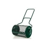 Luxury 27'' Compost Spreader Peat Moss Lawn Care Manure Spreader Metal Roller with Handle. -R14.5