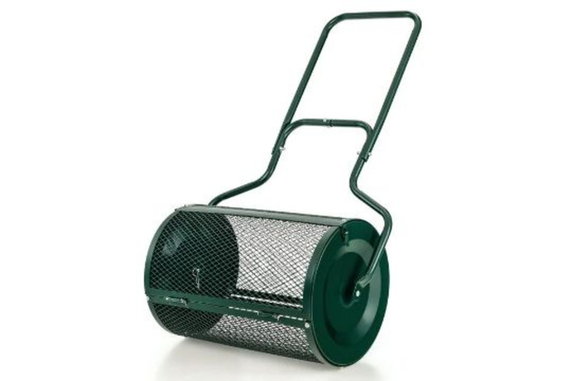 Luxury 27'' Compost Spreader Peat Moss Lawn Care Manure Spreader Metal Roller with Handle. -R14.5