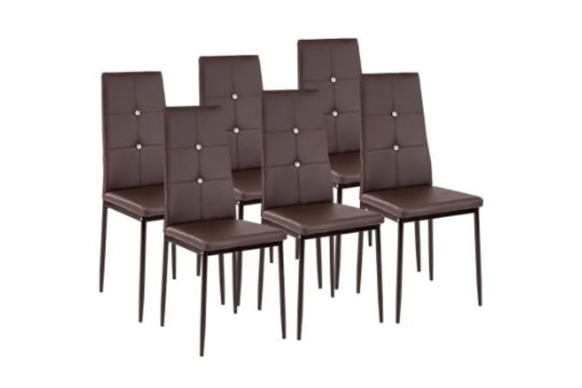 Dining chairs with rhinestones | Set of 6 cappuccino. - R13A.10. RRP £259.00. Make a stylish