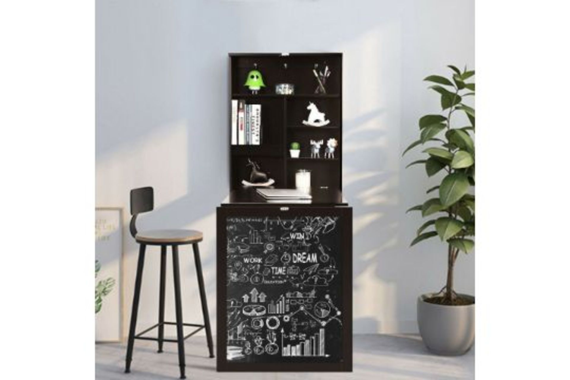 Convertible Wall Mounted Table With A Chalkboard-Coffee. - R14.5.