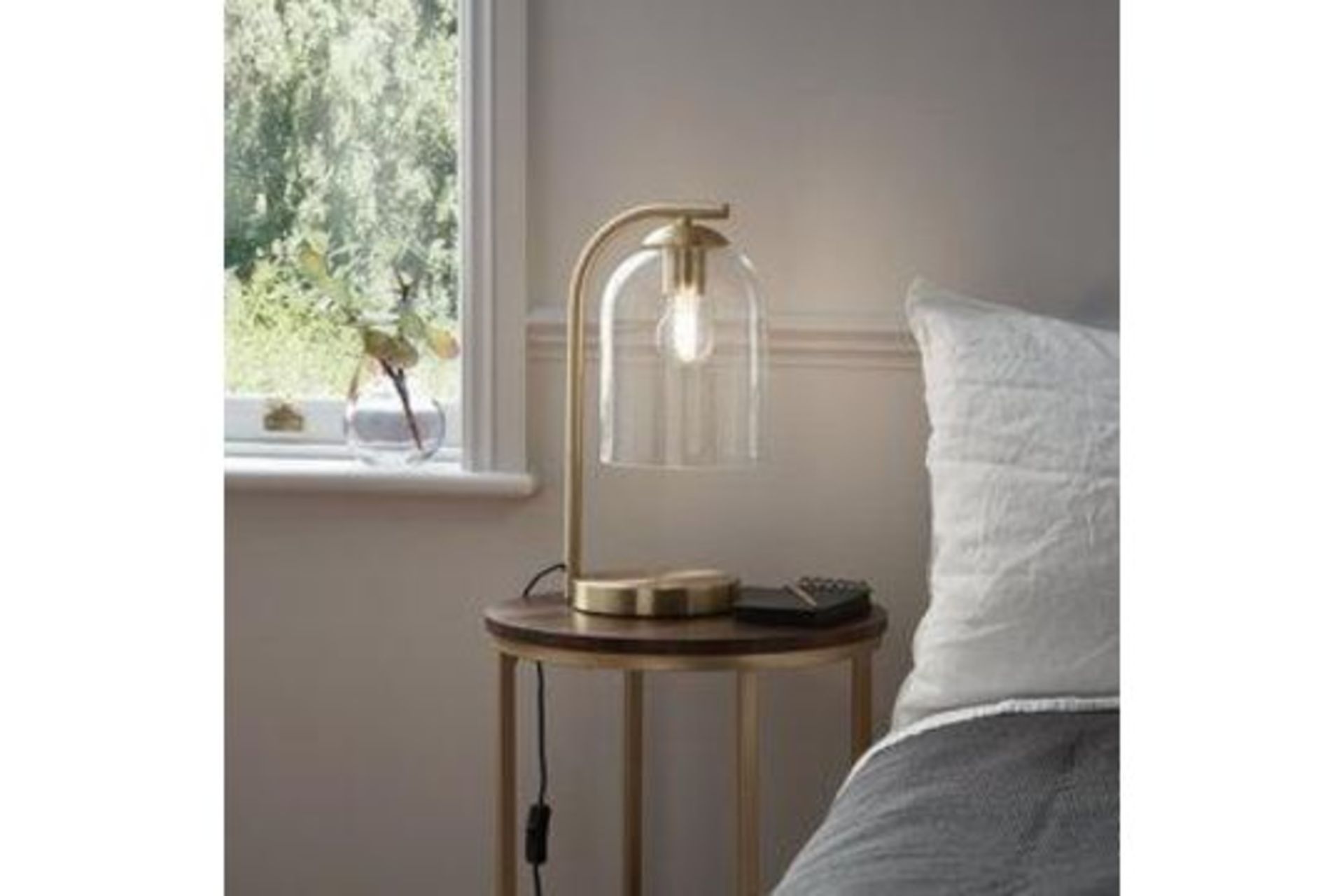 GoodHome Thestias Brushed Brass Effect Table Light - R13A.3. The Thestias range will add a