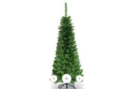 ARTIFICIAL PENCIL CHRISTMAS TREE WITH LED LIGHTS. - R14.3. With pre-installed warm white LED lights,