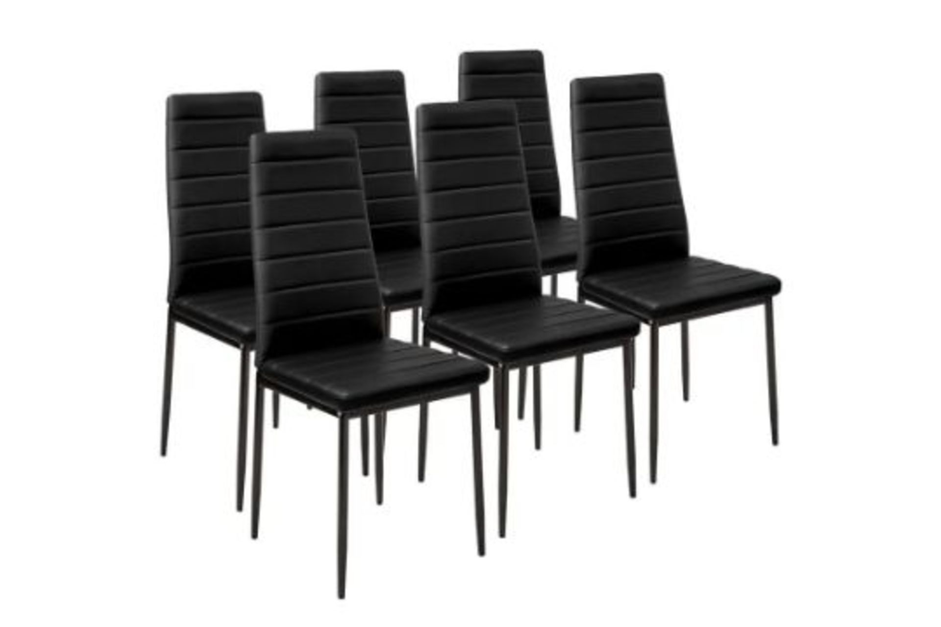 6 dining chairs synthetic leather black. - PW. RRP £239.99. These beautiful, elegant dining room