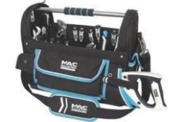 MAC ALLISTER TOOL TOTE WITH SAW HOLDER 18". - R13a.11. Tool tote with reinforced rubber base.