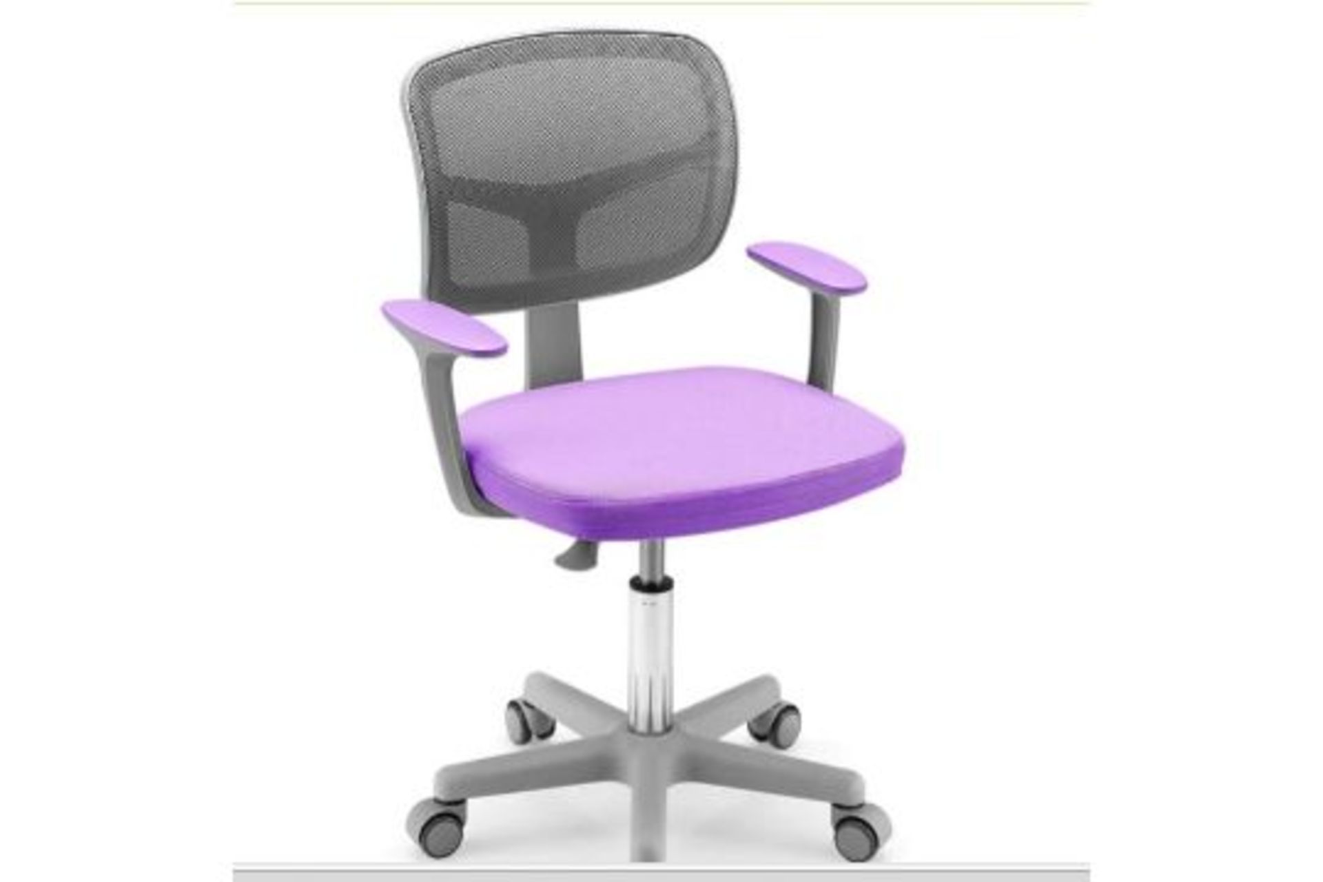 KIDS HEIGHT-ADJUSTABLE SWIVEL COMPUTER DESK CHAIR WITH LUMBAR SUPPORT-LIGHT PURPLE. - R14.5.