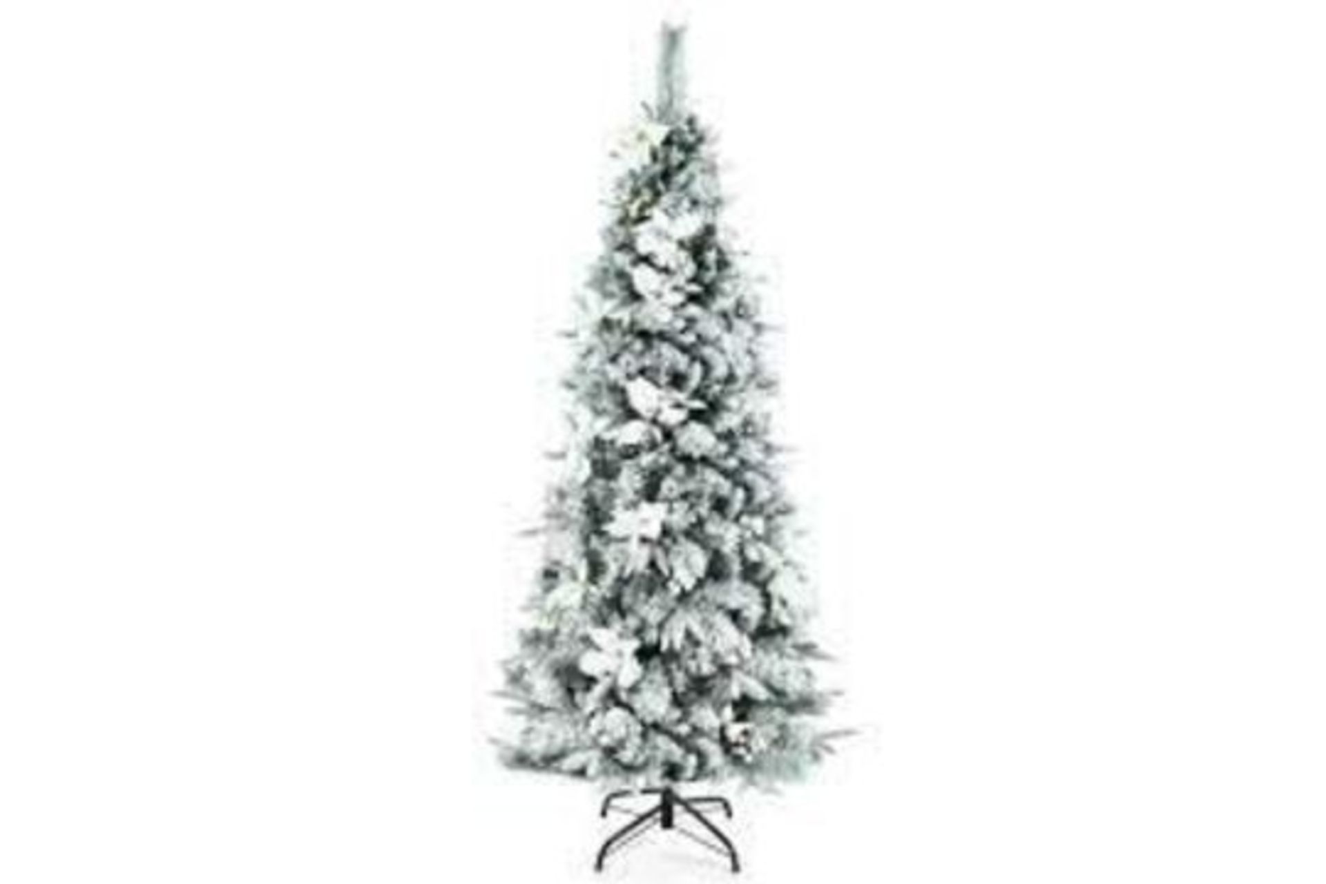 Costway 6 ft. Snow Flocked Pencil Artificial Christmas Tree .. - R14.2.