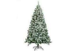 6ft Snow Flocked Hinged Pine Foldable Christmas Tree with Stand. - R14.3. Transform your living room