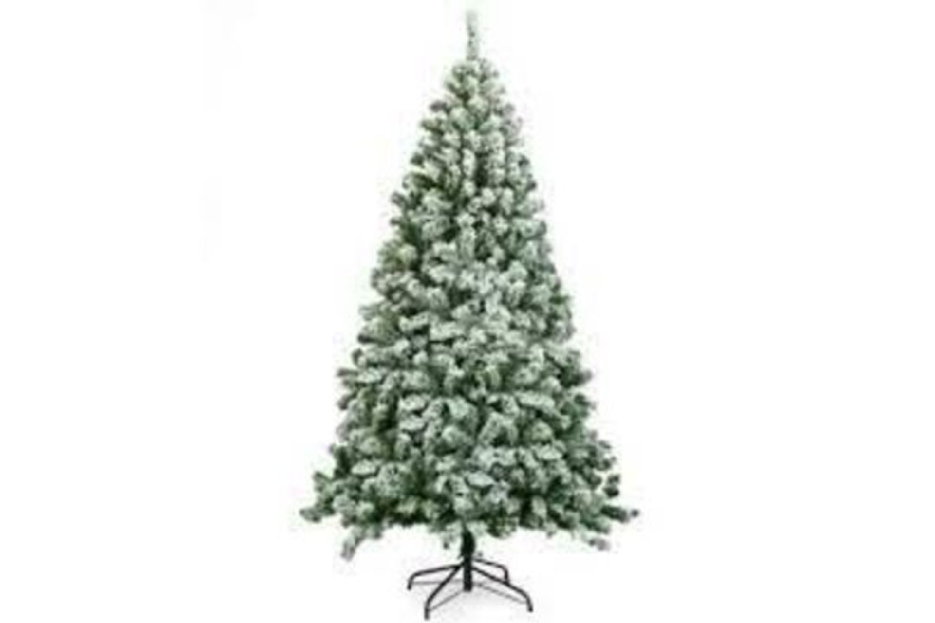 6ft Snow Flocked Hinged Pine Foldable Christmas Tree with Stand. - R14.3. Transform your living room