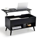 Lift Up Top Coffee Table with Hidden Storage Compartment - PW