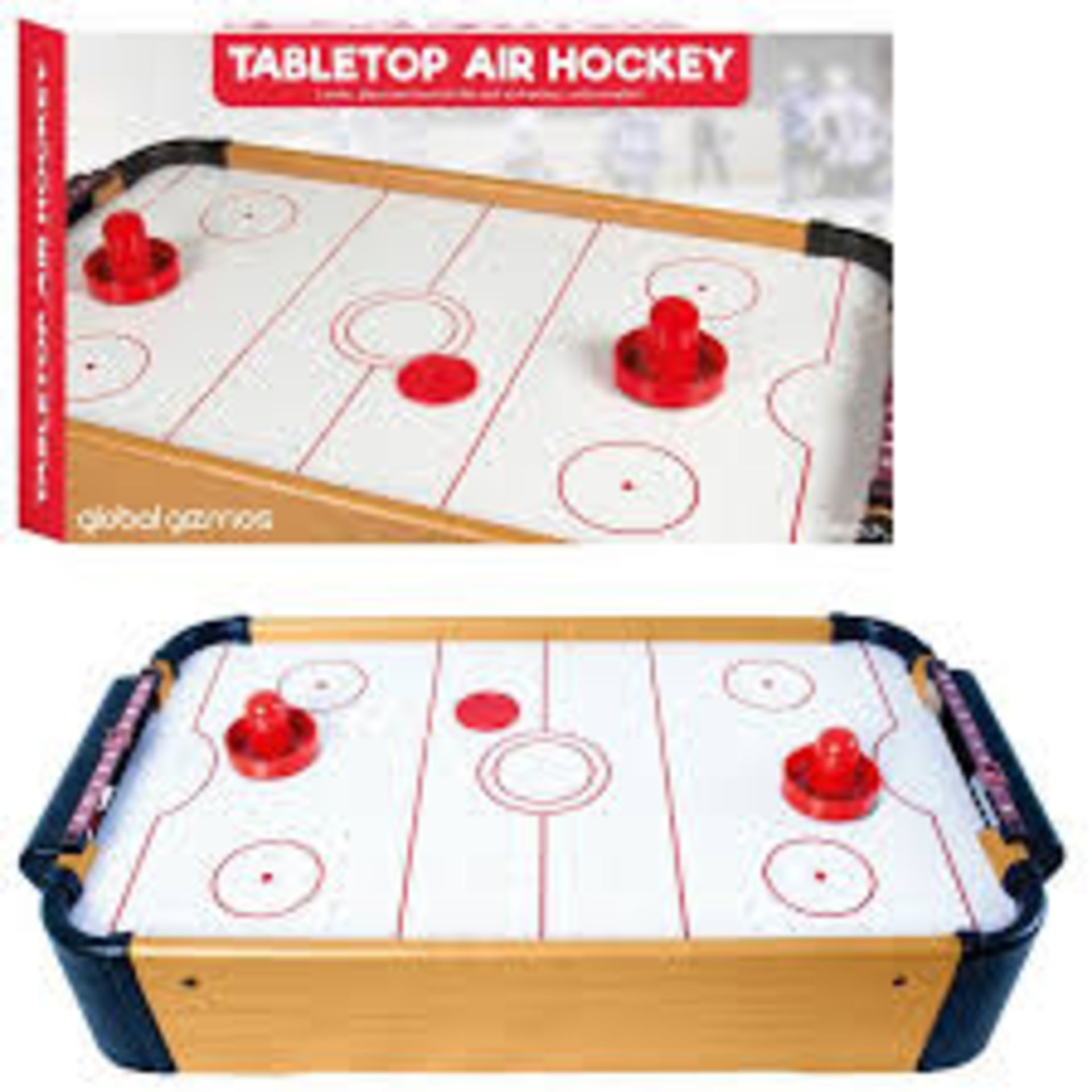 2 x GLOBAL GIZMOS TABLE TOP AIR HOCKEY GAME. - R10BW