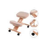 Luxury Ergonomic Kneeling Chair, Wood Posture Stool with Angle & Height Adjustable, Thick Padded