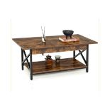 2 x 2-TIER INDUSTRIAL COFFEE TABLE FOR LIVING ROOM BEDROOM OFFICE-RUSTIC BROWN. - R14.5. Are you