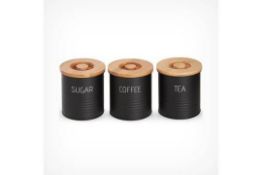 3pc Canister Set With Bamboo Lids. - PW