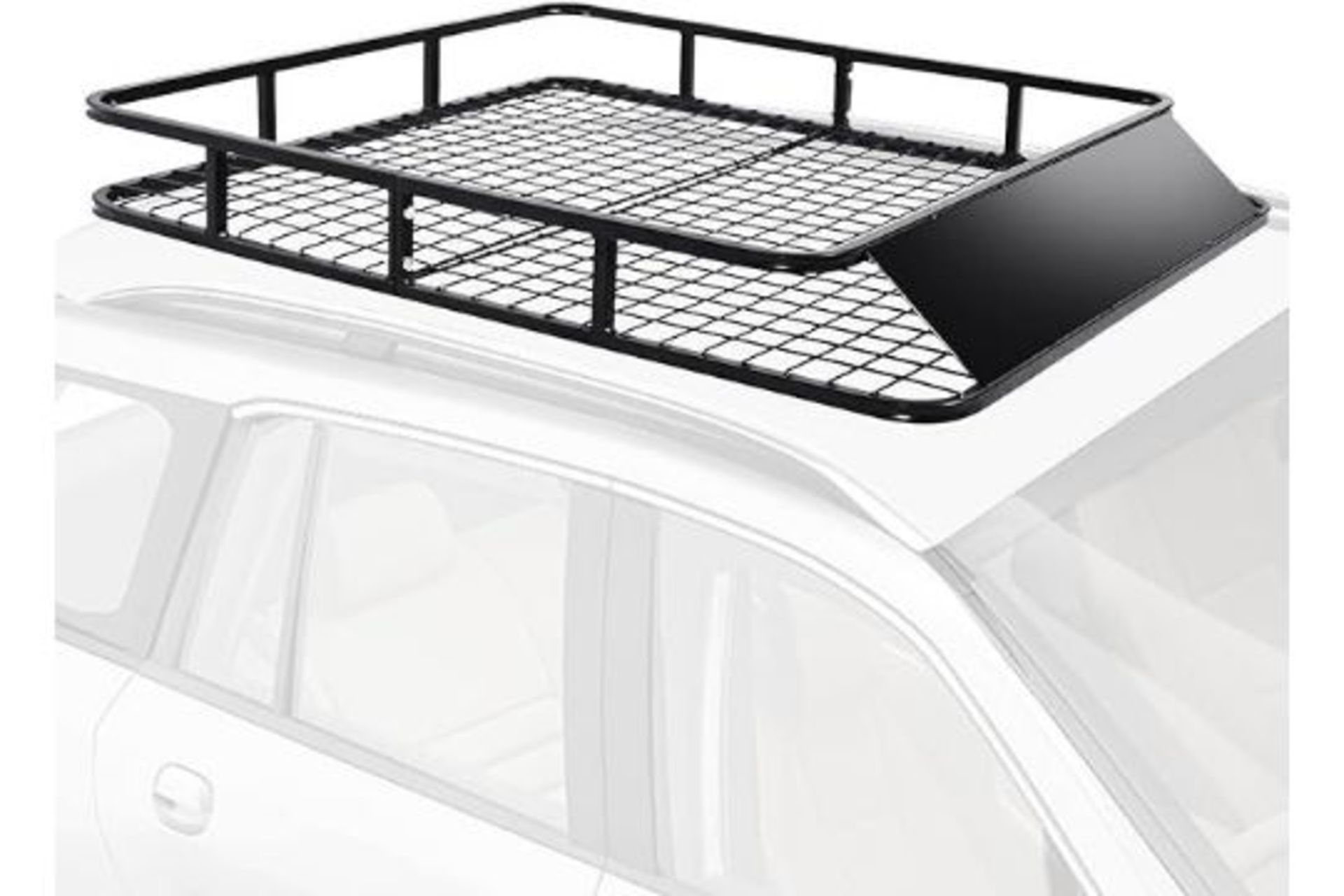 Roof Rack, Car Roof Rack Basket with Wind Shield, 4 U-Shaped Bolts, Heavy-Duty Steel Frame, 100KG
