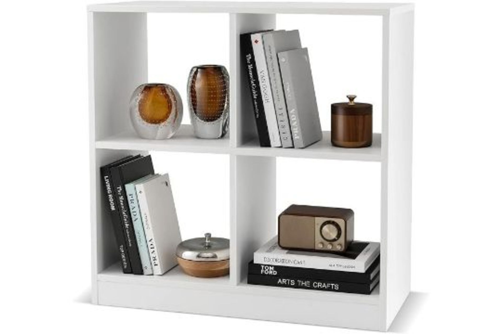 Luxury 4 Cube Bookcase, Wooden Storage Bookshelf Open Display Shelving Unit with Anti-Tipping