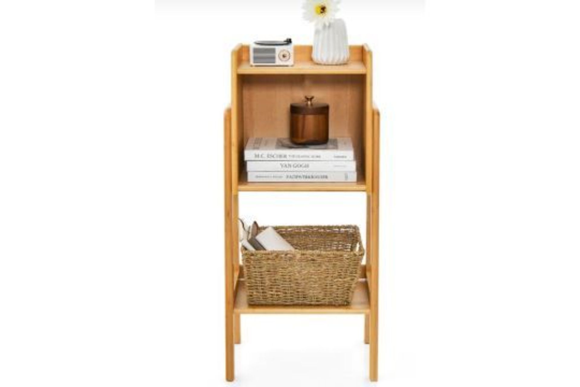 3 TIER FREE STANDING TALL BAMBOO BOOKSHELF WITH LEGS. - R14.2. Are you in need of a storage solution