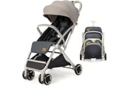 Luxury Lightweight Baby Stroller, One-Hand Foldable Infant Pushchair with 5-Point Harness,