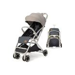 Luxury Lightweight Baby Stroller, One-Hand Foldable Infant Pushchair with 5-Point Harness,