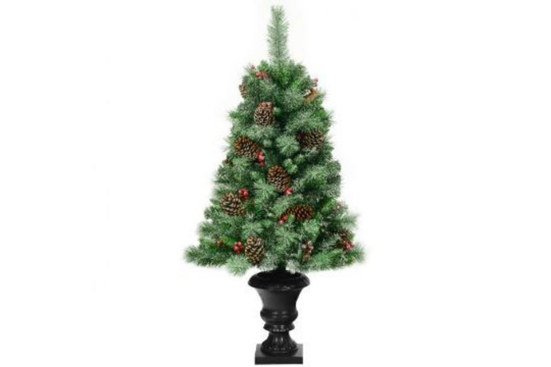 4FT Snow Flocked Artificial Christmas Tree with Red Berries. - R14.2. This 4ft tree, with snow,