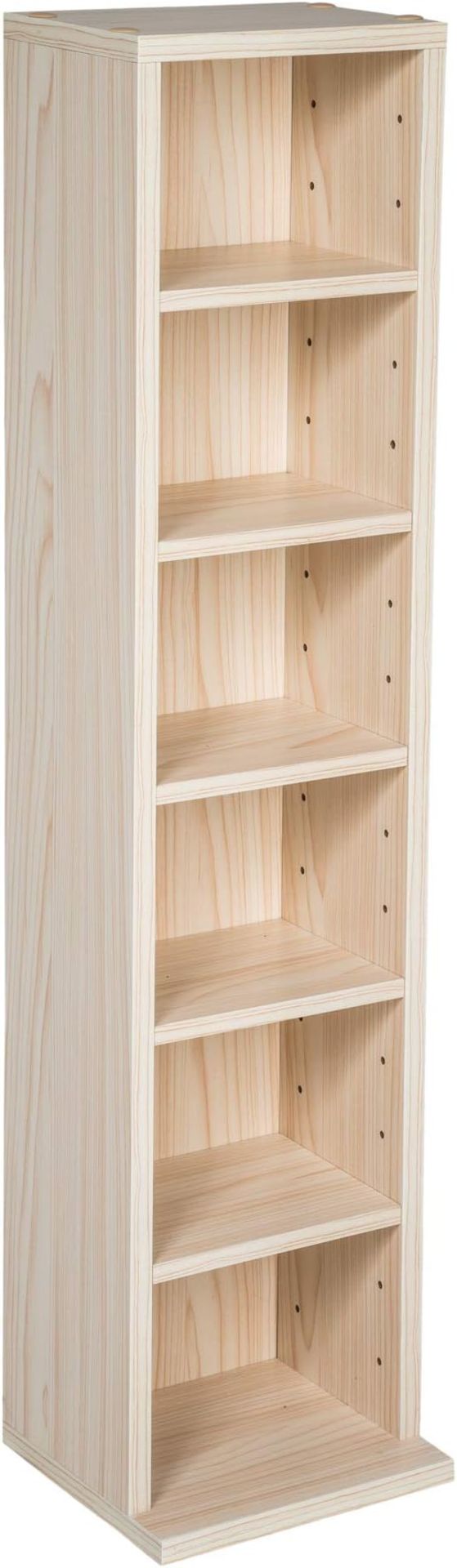 TecTake CD Bookcase Storage - Shelf Cabinet Adjustable Tower Rack - Wooden Case Book, Bluray, DVD,