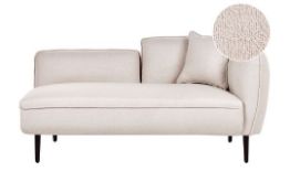 Chevannes Right Hand Boucle Chaise Lounge Light Beige. - R13a.9. RRP £639.99. This elegant chaise