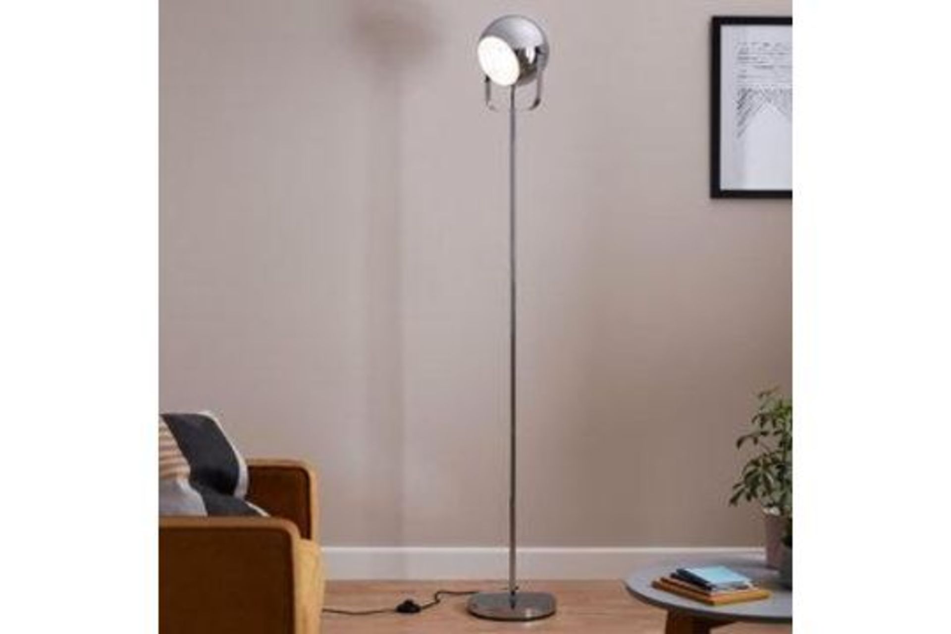 GoodHome Roccheta Chrome Effect Floor Light - R14.9. The contemporary Rochetta floor lamp, with a