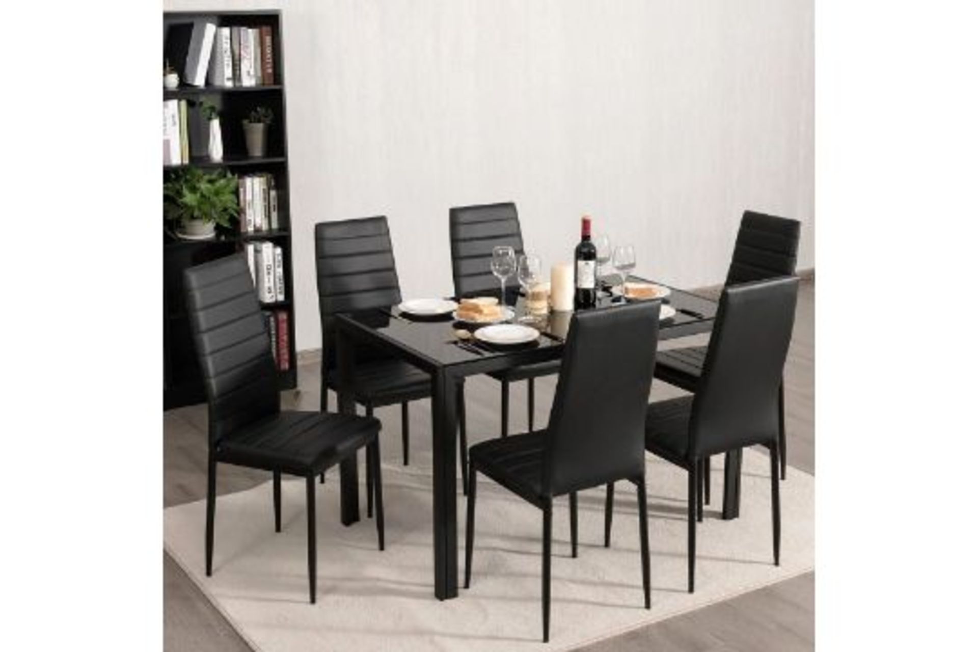 Set of 6 Dining Chair High Back PU Leather Kitchen Side Chairs Home Furniture. - R14.5.