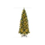 HINGED SLIM PENCIL XMAS TREE WITH 408/618 SNOWY BRANCH TIPS FOR HOME-180 CM. - R14.2.