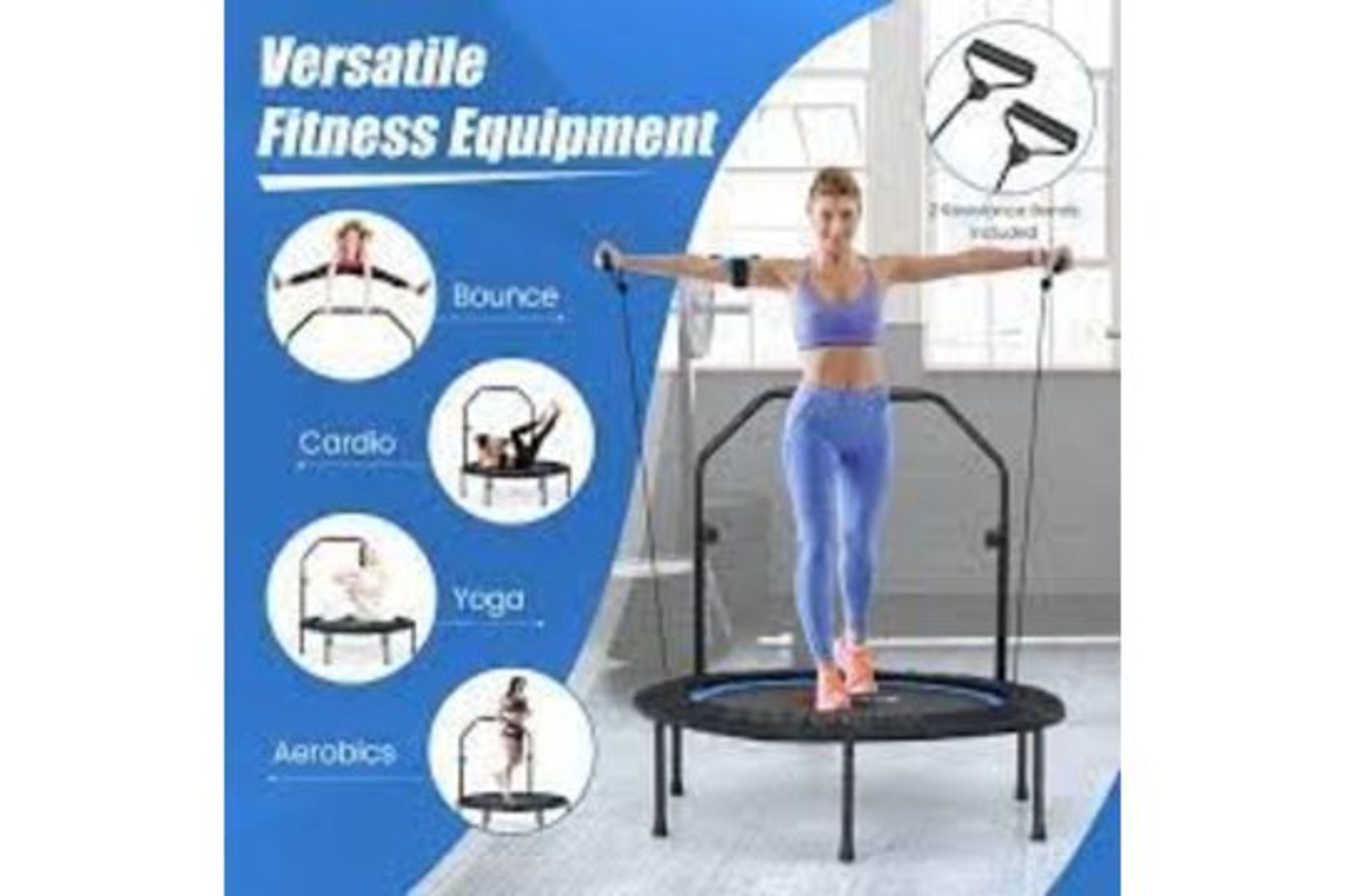 101 cm Mini Trampoline with 2 Resistance Bands and Adjustable. - R14.5. When it is not in use, you