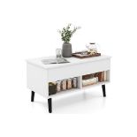 Multigot Lift Top Coffee Table, Wooden Snack Sofa Side Tea Table with Hidden Compartment and Open