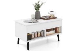 Multigot Lift Top Coffee Table, Wooden Snack Sofa Side Tea Table with Hidden Compartment and Open