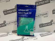 146x BRAND NEW PACKS OF POLYCO NITRI-TECH GREEN NITRILE SYNTHETIC GLOVES - SIZE 7. (R7-9)