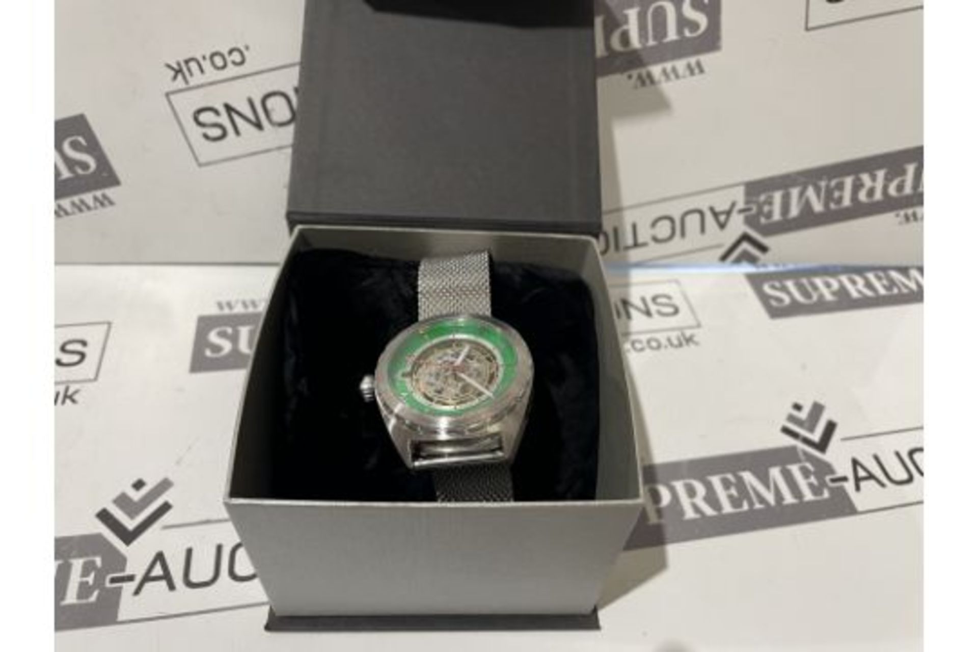 BRAND NEW BON MERCATO GREEN SKELETON WRIST WATCH S/R