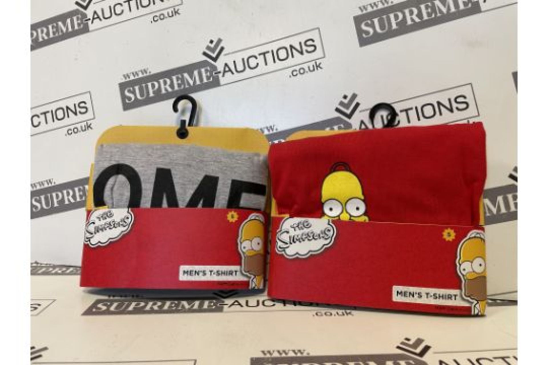 48 x New & Packaged Official Licenced The Simpsons Homer T-Shirts. In 2 Colours. 5 assorted sizes.