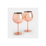 Beautify 2 Gin Balloon Glasses Rose Gold G&T Cocktail Glass Set Stainless Steel (ER51) Brand: