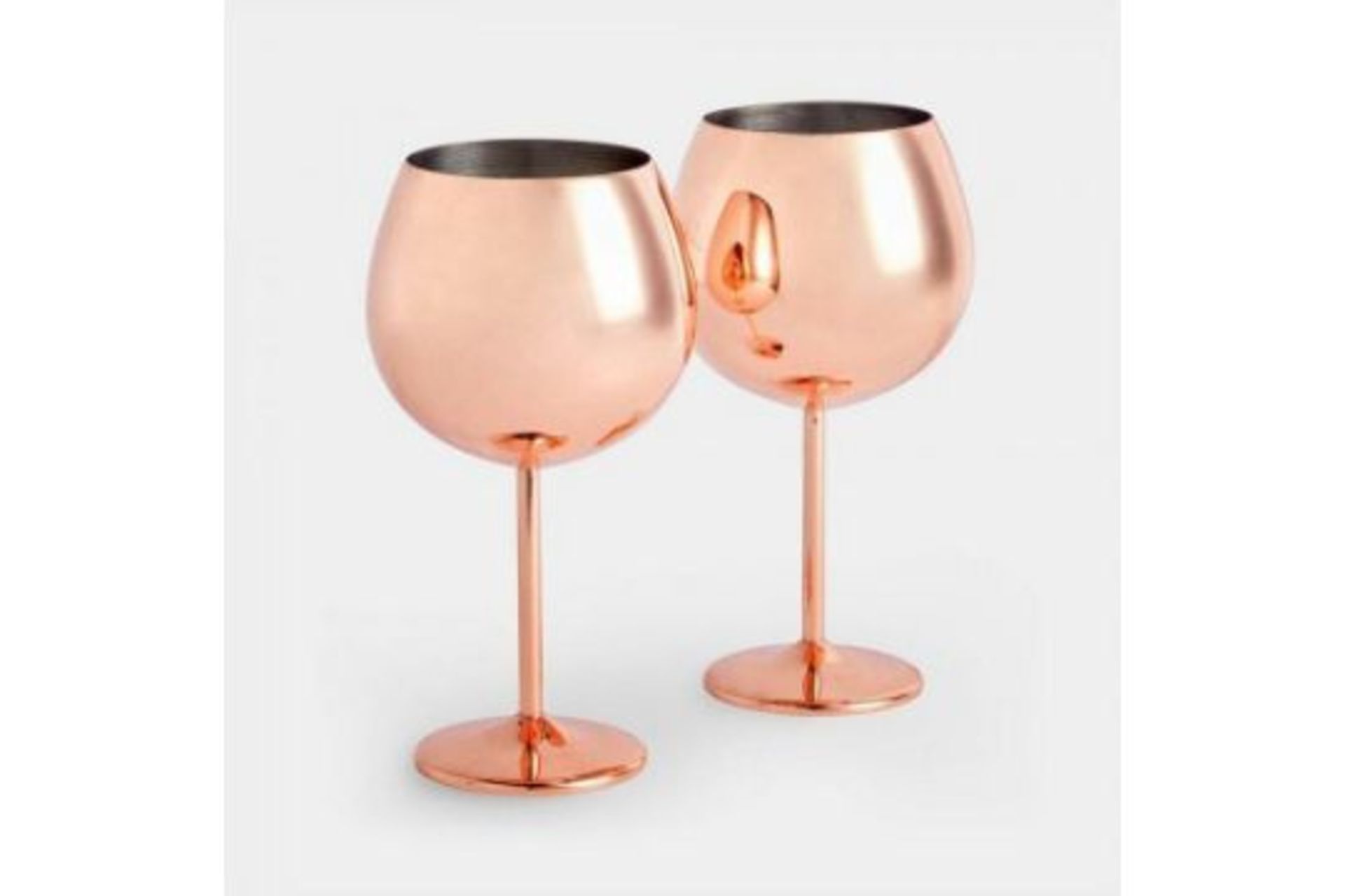 Beautify 2 Gin Balloon Glasses Rose Gold G&T Cocktail Glass Set Stainless Steel (ER51) Brand: