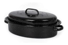 Enamel Self-Basting Roasting Tin With Lid (ER51) The juices will collect in the dimpled lid and