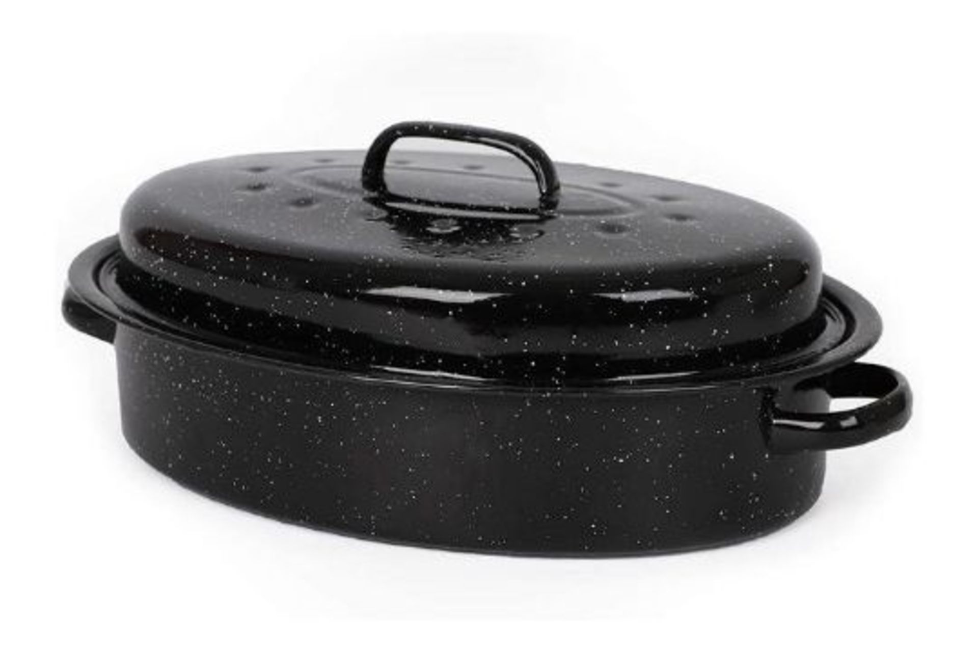 Enamel Self-Basting Roasting Tin With Lid (ER51) The juices will collect in the dimpled lid and